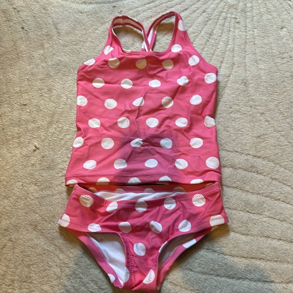 Primary Pink polkadot kids bikini